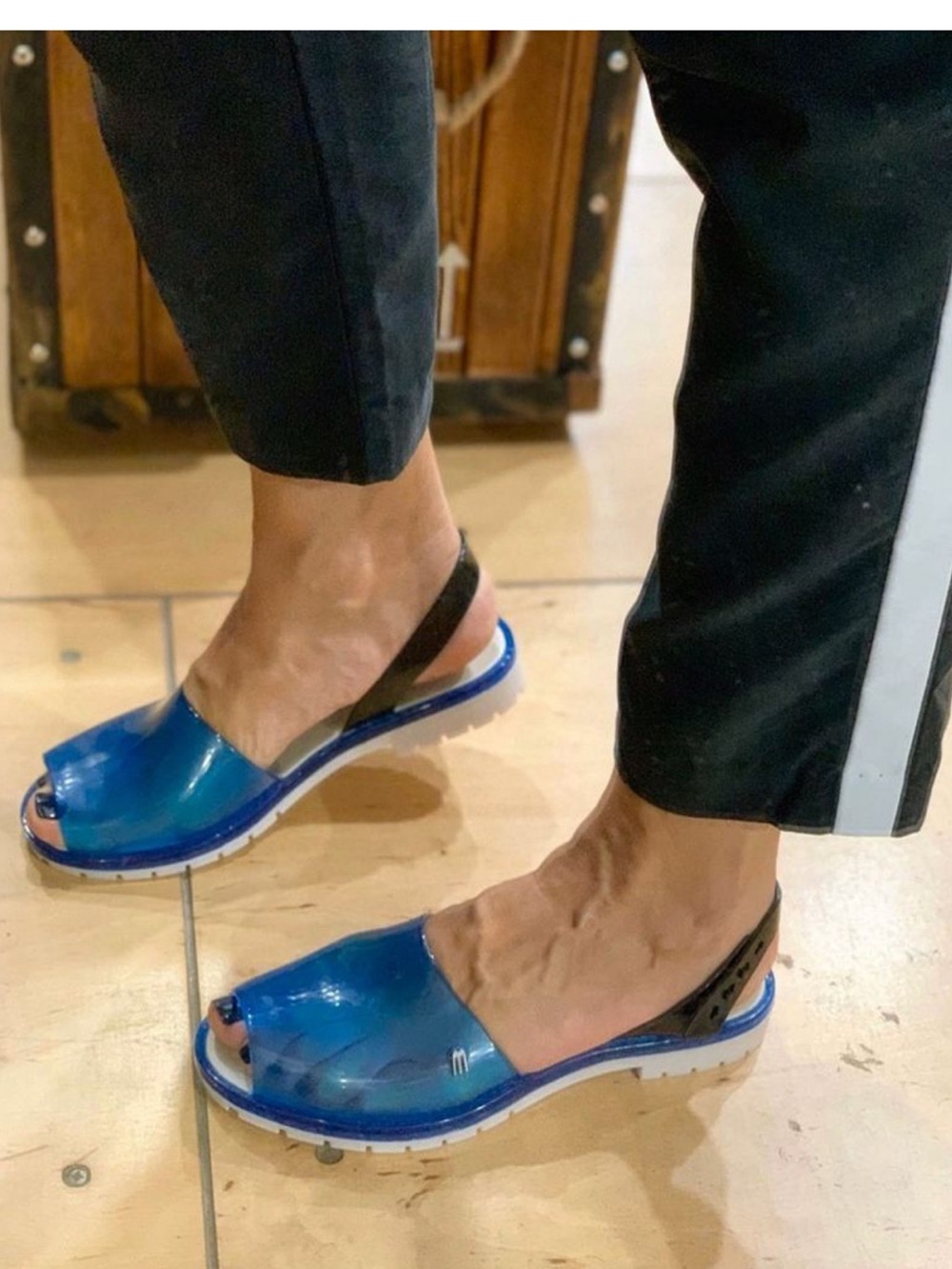 Melissa Women’s Blue Translucent Jelly Open-Toe Ankle-Strap Sandal Size 7